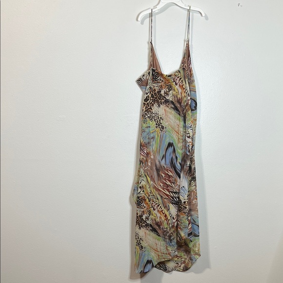 Multicolor Animal-Print Midi Slip Dress with V-Neck - Picture 4 of 5